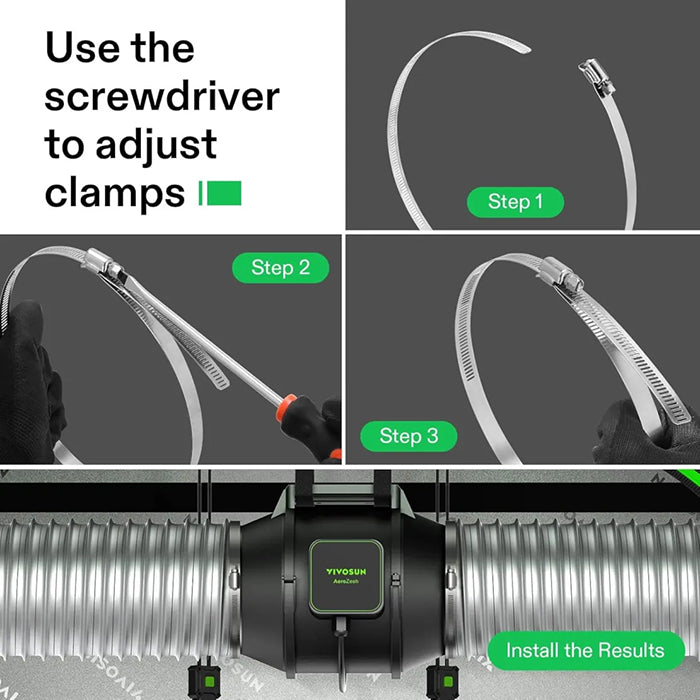 Vivosun Stainless Steel Air Ducting Clamps 12", Pack of 2