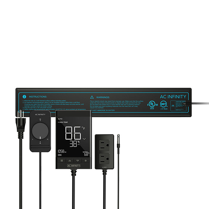 AC Infinity SUNCORE T1 Seedling Heat Mat with Digital Thermostat & Controller, 3" x 20"