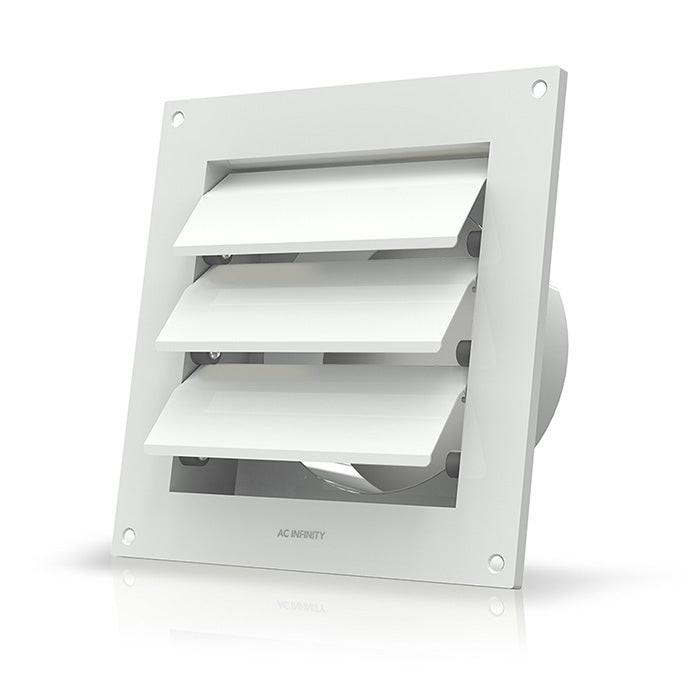 AC Infinity Wall-Mount Duct Shutter, White Steel, 6"