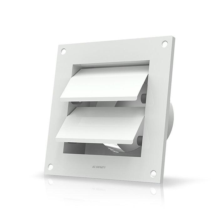 AC Infinity Wall-Mount Duct Shutter, White Steel, 4"