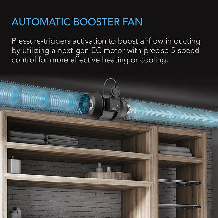 AC Infinity Automatic Booster Duct Fan, 4"