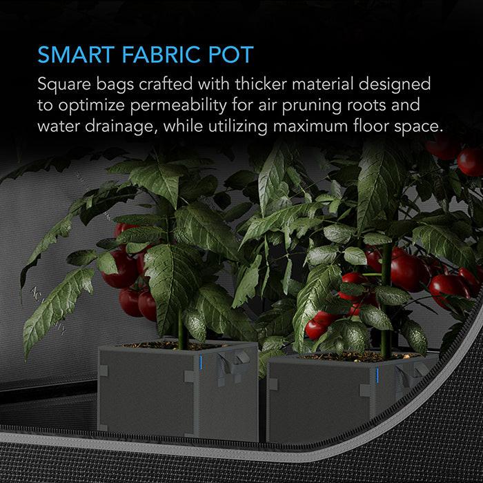 AC Infinity Heavy-Duty Square Fabric Pot, 3 Gallon, Pack of 5