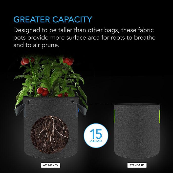 AC Infinity Heavy-Duty Fabric Pot, 15 Gallon, Pack of 5