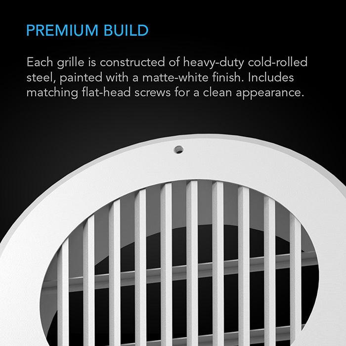 AC Infinity Wall-Mount Duct Grille Vent, White Steel, 8"