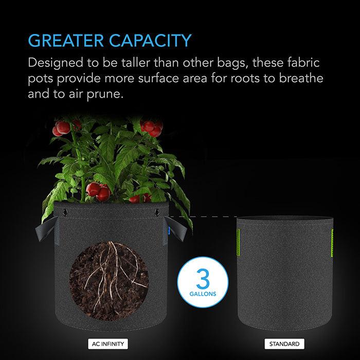 AC Infinity Heavy-Duty Fabric Pot, 3 Gallon, Pack of 5