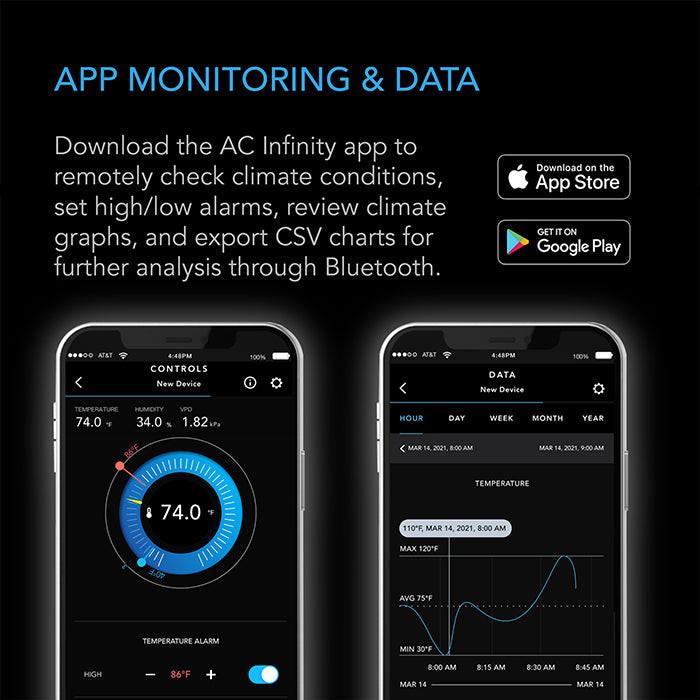 AC Infinity CLOUDCOM B1 Smart Thermo-Hygrometer, 12 ft. Sensor Probe