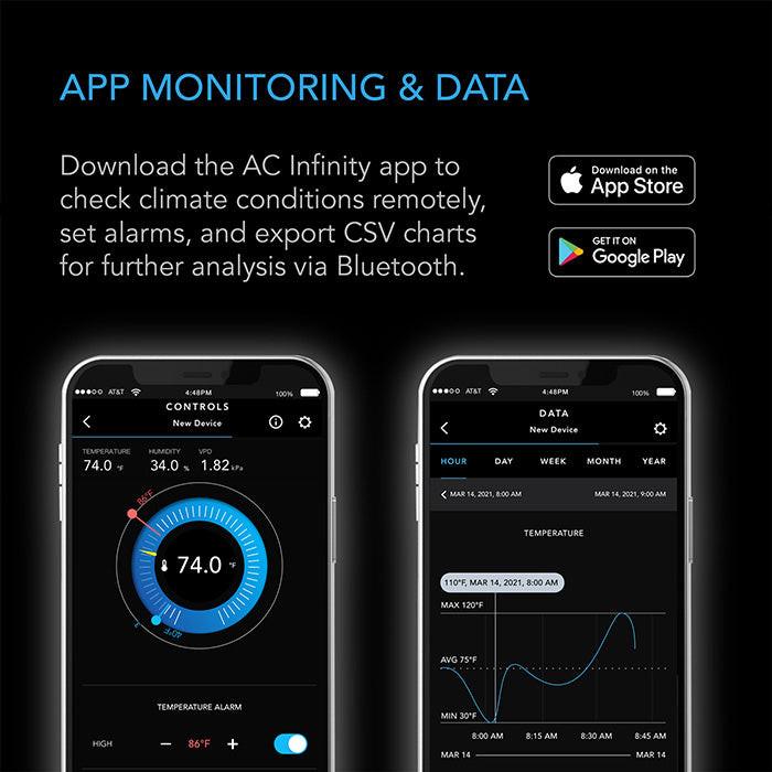 AC Infinity CLOUDCOM A1 Mini Smart Thermo-Hygrometer, 12 ft. Sensor Probe