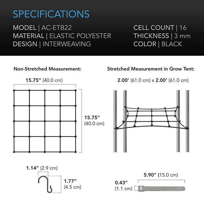 AC Infinity Elastic Grow Tent Trellis Netting, 2' x 2'
