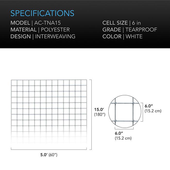 AC Infinity Polyester Plant Trellis Netting, 5' x 15'