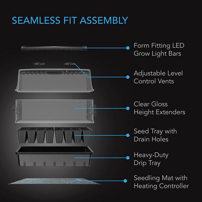 AC Infinity Germination Kit with Humidity Dome, Heat Controller and LED Grow Light Bars, 5x8 Cell Tray (40 Site)