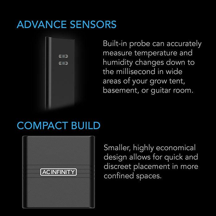 AC Infinity CLOUDCOM A2 Mini Smart Thermo-Hygrometer, Integrated Sensor Probe