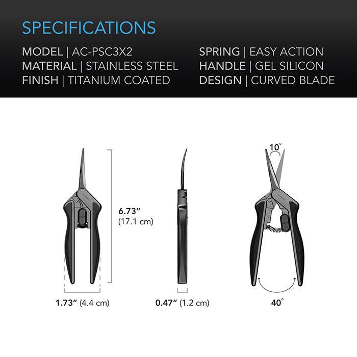 AC Infinity Stainless Steel Curved Pruning Shear, 6.6" Blade, Pack of 2