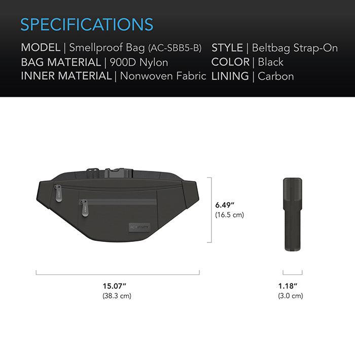 AC Infinity Smell Proof Belt Bag, Black