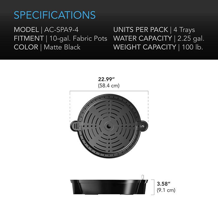 AC Infinity Self-Watering Fabric Pot Base, XL, Pack of 4