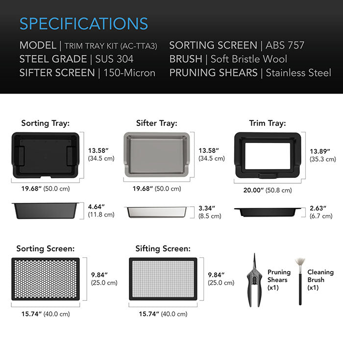 AC Infinity Trim Tray System, 3-Tray & 2-Screen Kit