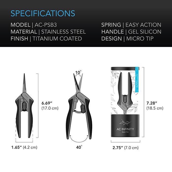 AC Infinity Stainless Steel Pruning Shear with Cleaning Kit