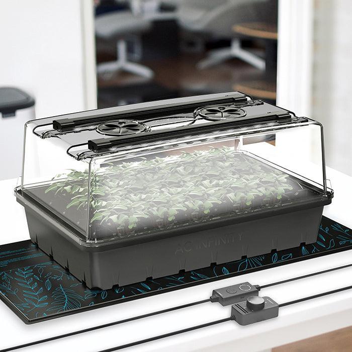 AC Infinity Germination Kit with Humidity Dome, Heat Controller and LED Grow Light Bars, 5x8 Cell Tray (40 Site)