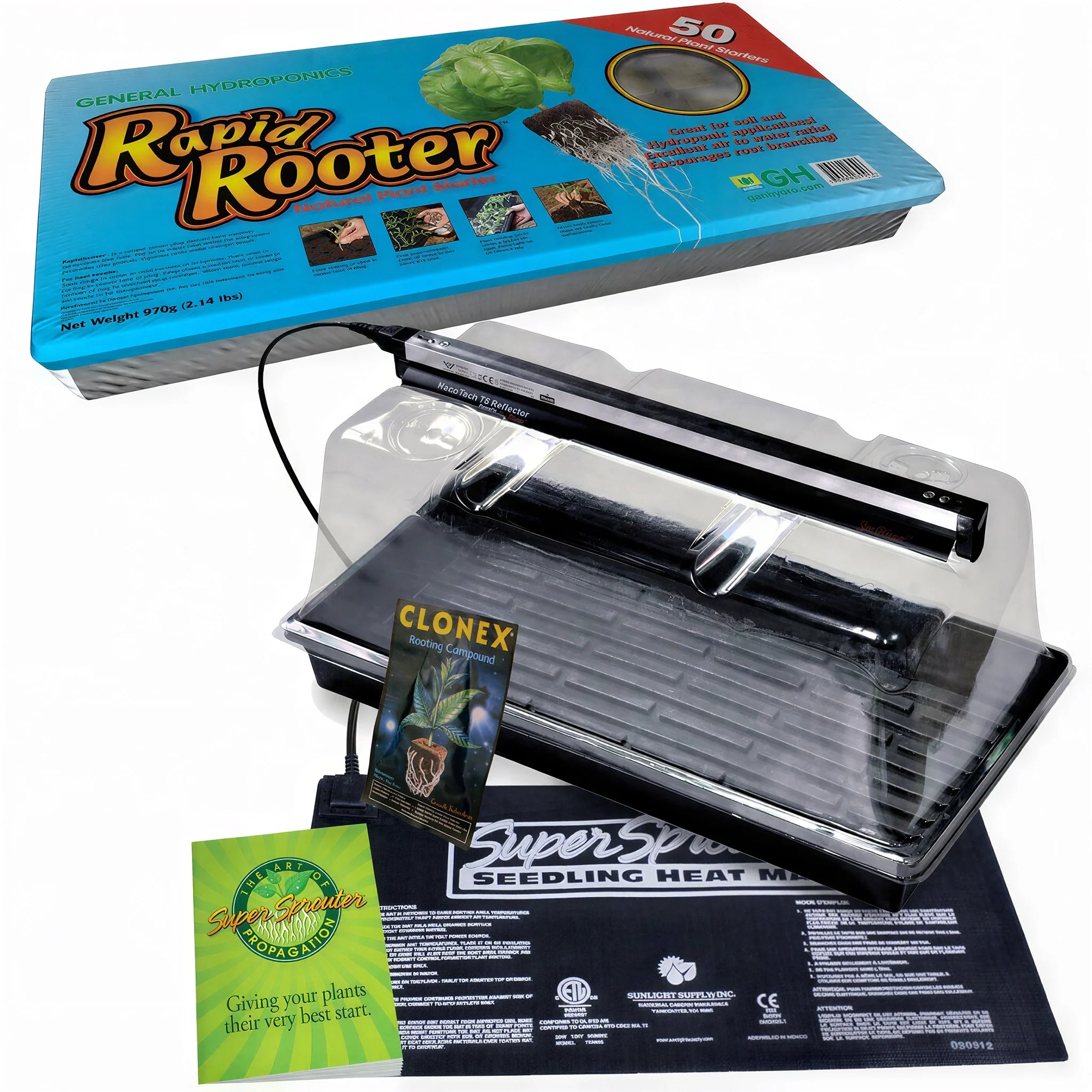 Super Sprouter Premium Propagation Kit with T5 Light and Plugs