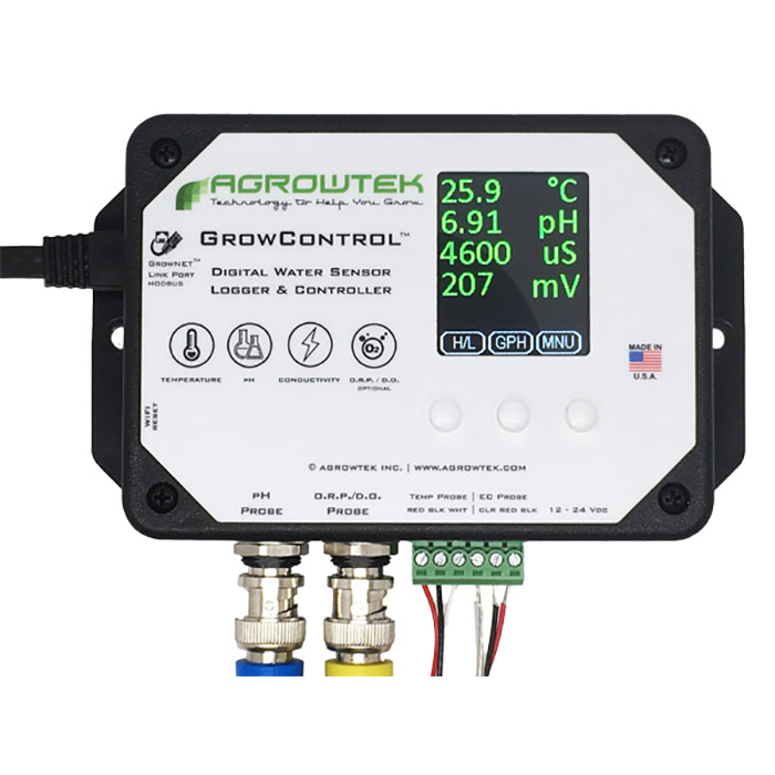 Agrowtek GrowControl MDX AgrowDose Mini Dosing Controller System With Mounting Panel, Single Peristaltic Pumps & Temperature, pH, EC, ORP Sensors
