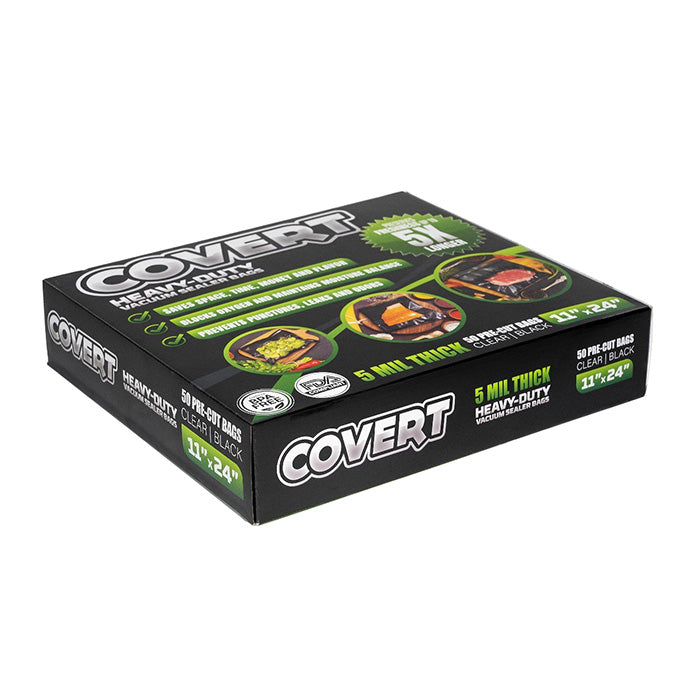 Covert Vacuum Seal Bags, Black/Clear, 11 in. x 24 in., Pack of 50