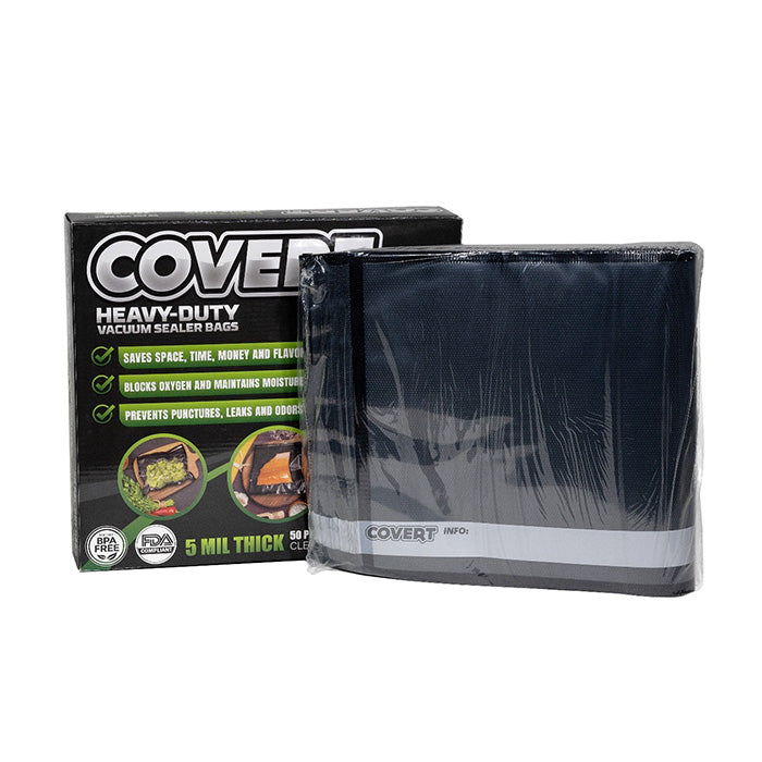 Covert Vacuum Seal Bags, Black/Clear, 11 in. x 24 in., Pack of 50