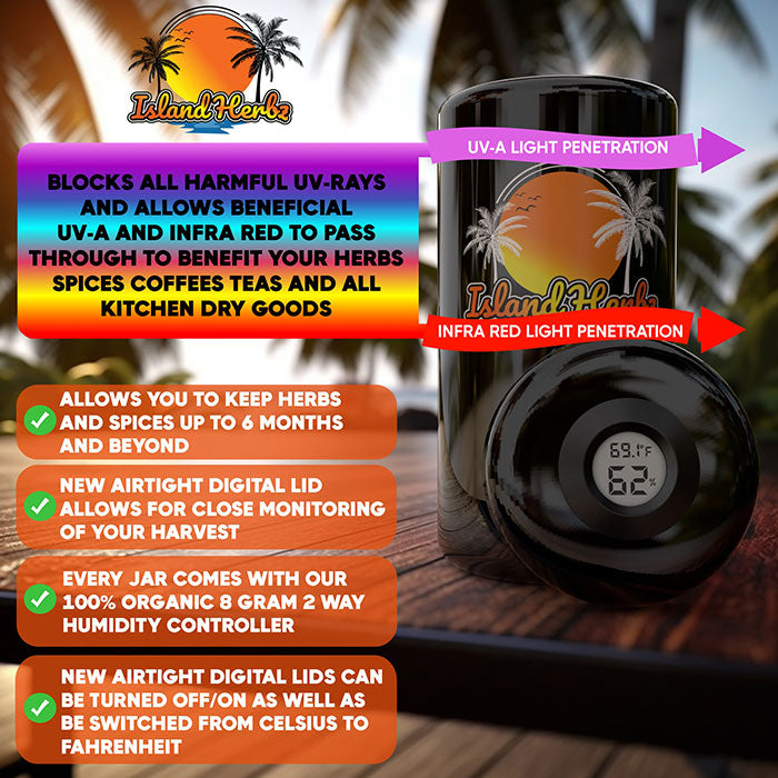 Island Herbz 2 oz. Premium Bio-Photonic Purple UV Glass Storage Jar