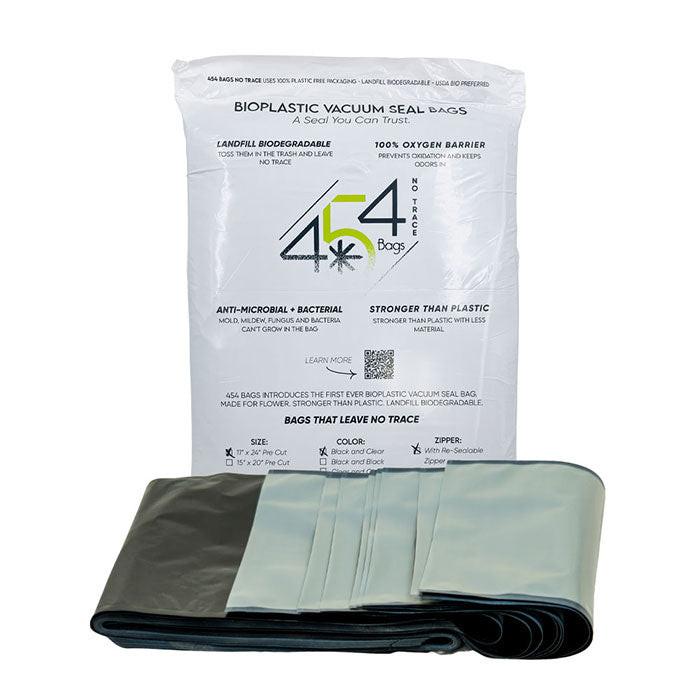 454 Bags BioPlastic Vacuum Seal Storage Bags, 5 mil, 15 Inch x 20 Inch, Black & Clear - Pack of 250