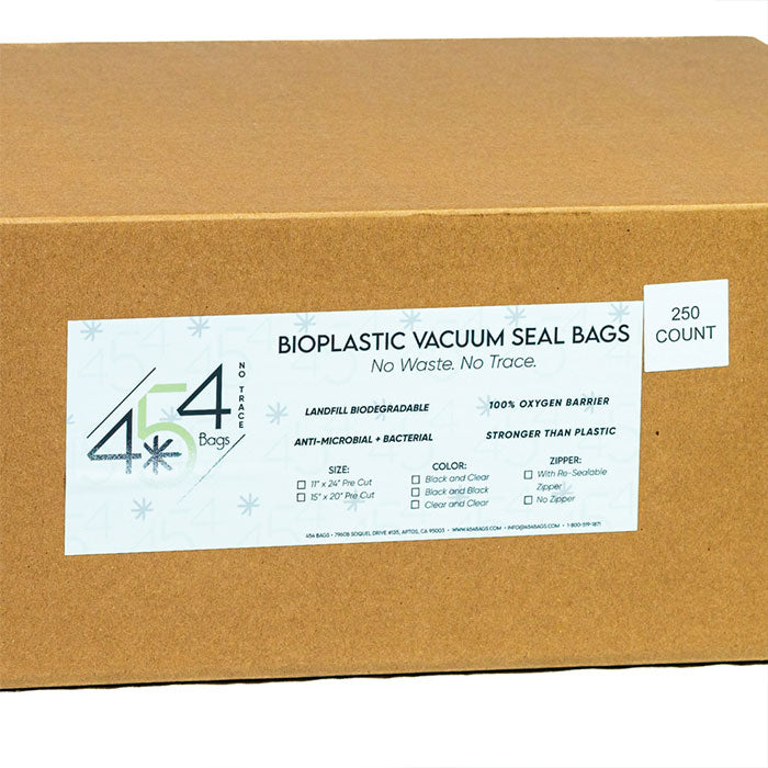 454 Bags BioPlastic Vacuum Seal Storage Bags, 5 mil, 11 Inch x 24 Inch, Black & Clear - Pack of 250