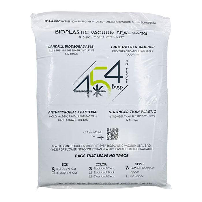 454 Bags BioPlastic Vacuum Seal Storage Bags, 5 mil, 15 Inch x 20 Inch, Black & Clear - Pack of 50