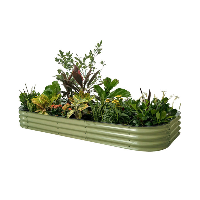 Vego Garden 11 Inch Tall 10 in 1 Modular Metal Raised Garden Bed Kit - Olive Green