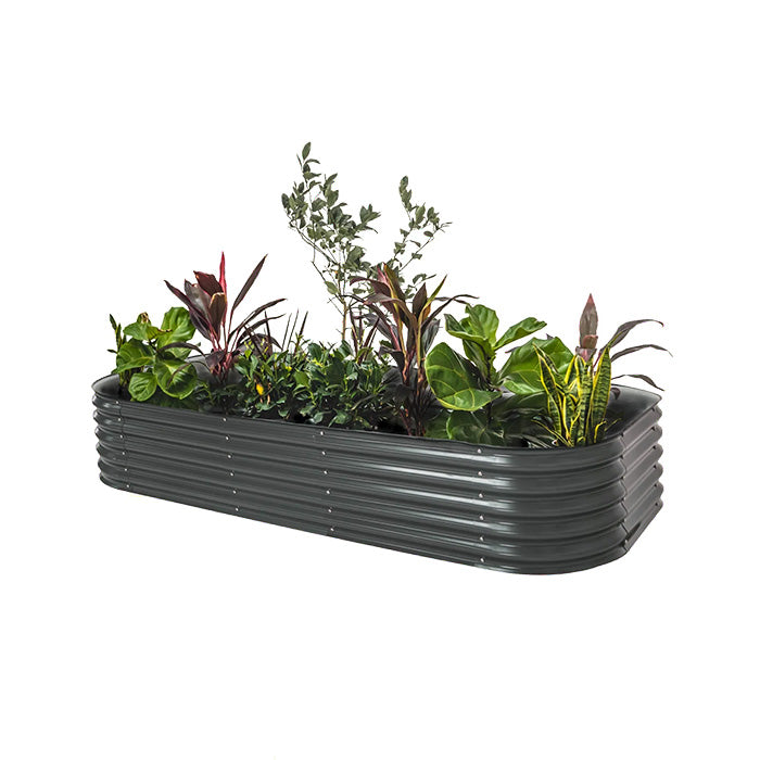 Vego Garden 17 Inch Tall 10 in 1 Modular Metal Raised Garden Bed Kit - Modern Gray