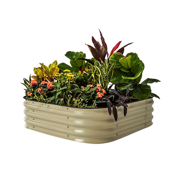 Vego Garden 11 Inch Tall 4 in 1 Modular Metal Raised Garden Bed Kit - Pearl White