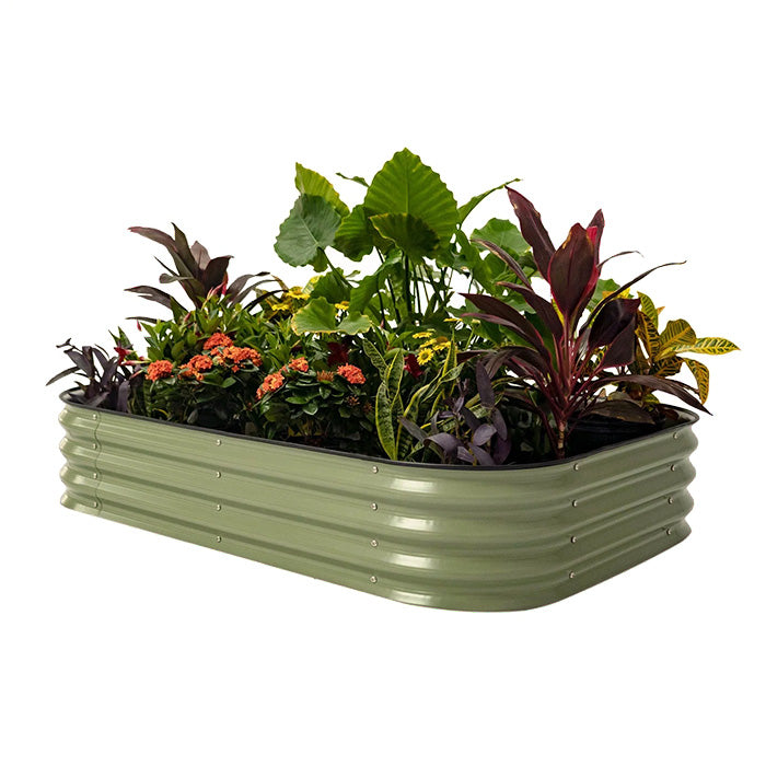 Vego Garden 11 Inch Tall 6 in 1 Modular Metal Raised Garden Bed Kit - Olive Green