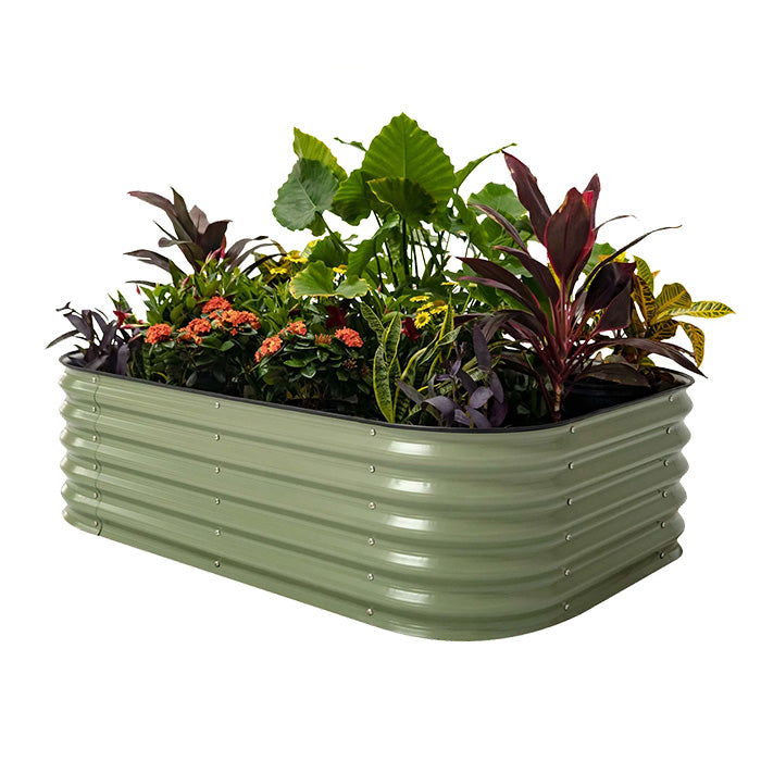 Vego Garden 17 Inch Tall 6 in 1 Modular Metal Raised Garden Bed Kit - Olive Green