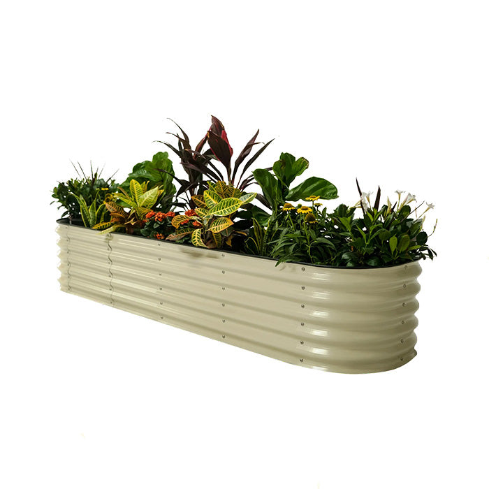 Vego Garden 17 Inch Tall 9 in 1 Modular Metal Raised Garden Bed Kit - Pearl White