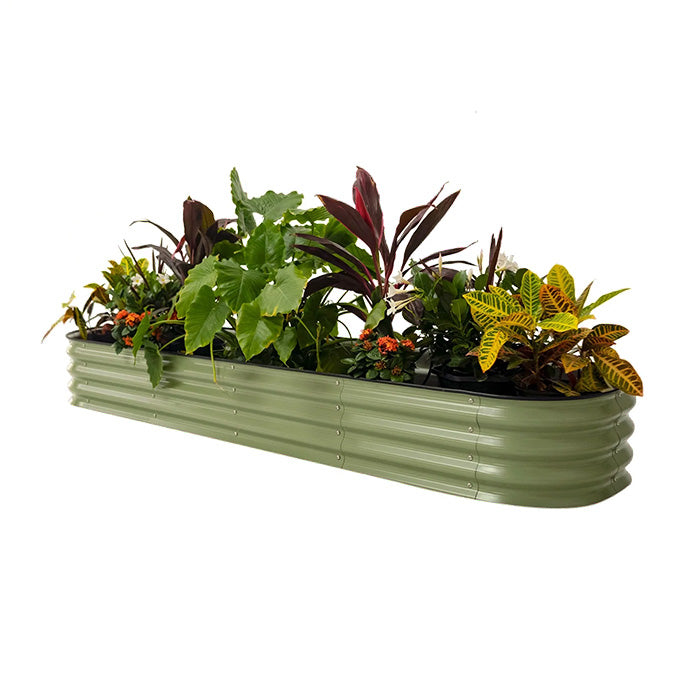 Vego Garden 11 Inch Tall 9 in 1 Modular Metal Raised Garden Bed Kit - Olive Green