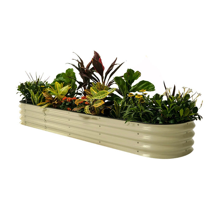 Vego Garden 11 Inch Tall 9 in 1 Modular Metal Raised Garden Bed Kit - Pearl White
