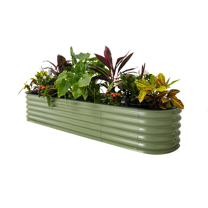 Vego Garden 17 Inch Tall 9 in 1 Modular Metal Raised Garden Bed Kit - Olive Green