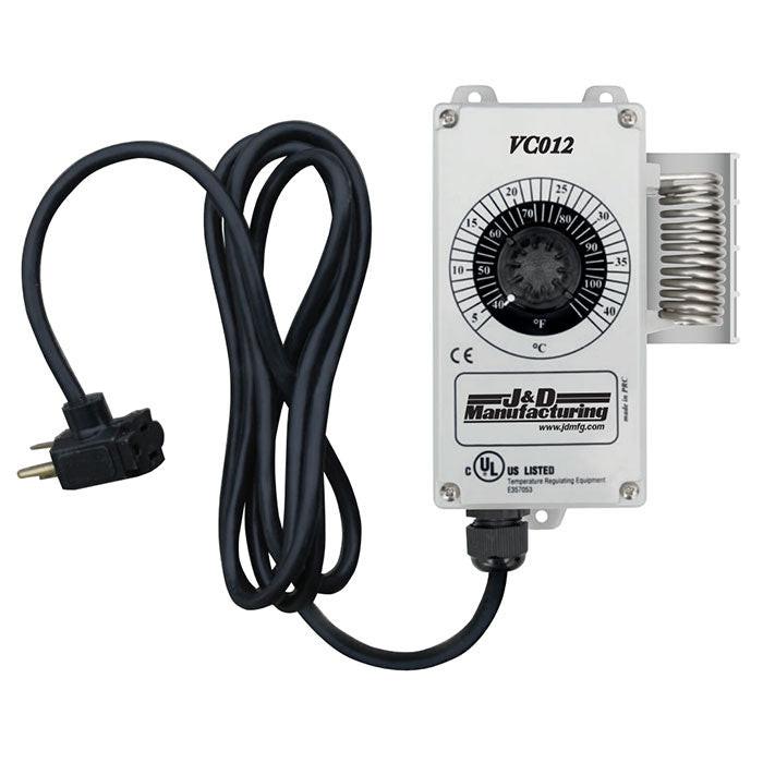 J&D Manufacturing Single Stage Thermostat with Type 2 Enclosure and 8 Ft. Cord, 115 Volt