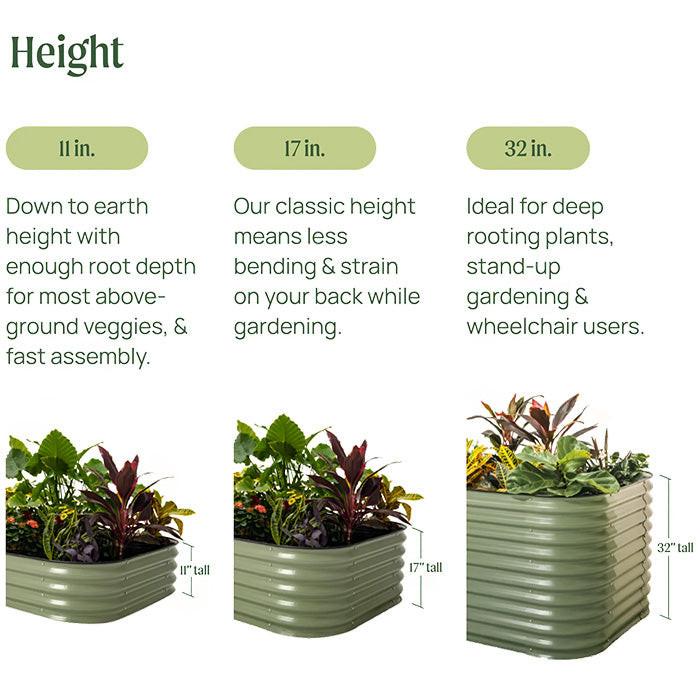 Vego Garden 32 Inch Tall 4 in 1 Modular Metal Raised Garden Bed Kit - Olive Green