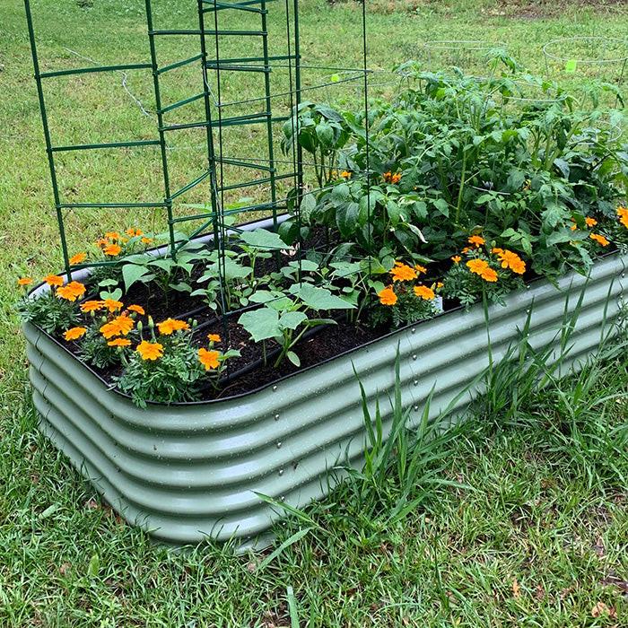 Vego Garden 17 Inch Tall 9 in 1 Modular Metal Raised Garden Bed Kit - Pearl White