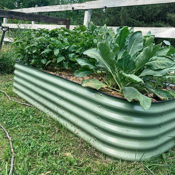 Vego Garden 17 Inch Tall 9 in 1 Modular Metal Raised Garden Bed Kit - Pearl White