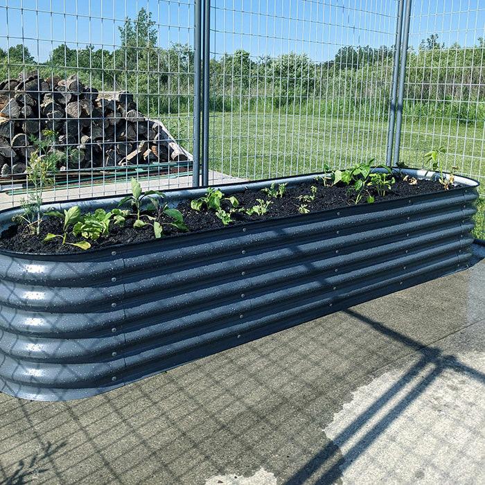 Vego Garden 17 Inch Tall 9 in 1 Modular Metal Raised Garden Bed Kit - Pearl White