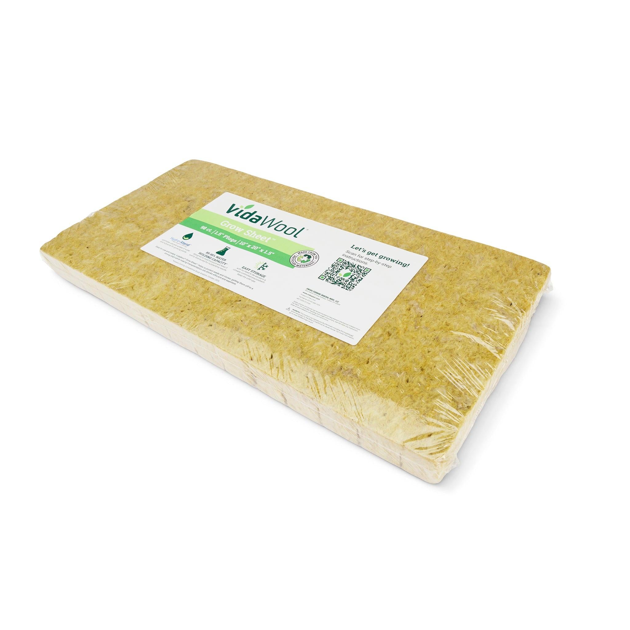 VidaWool Grow Sheet, 1.5" Plug, 98/Sheet, Wrapped, Case of 28 Sheets