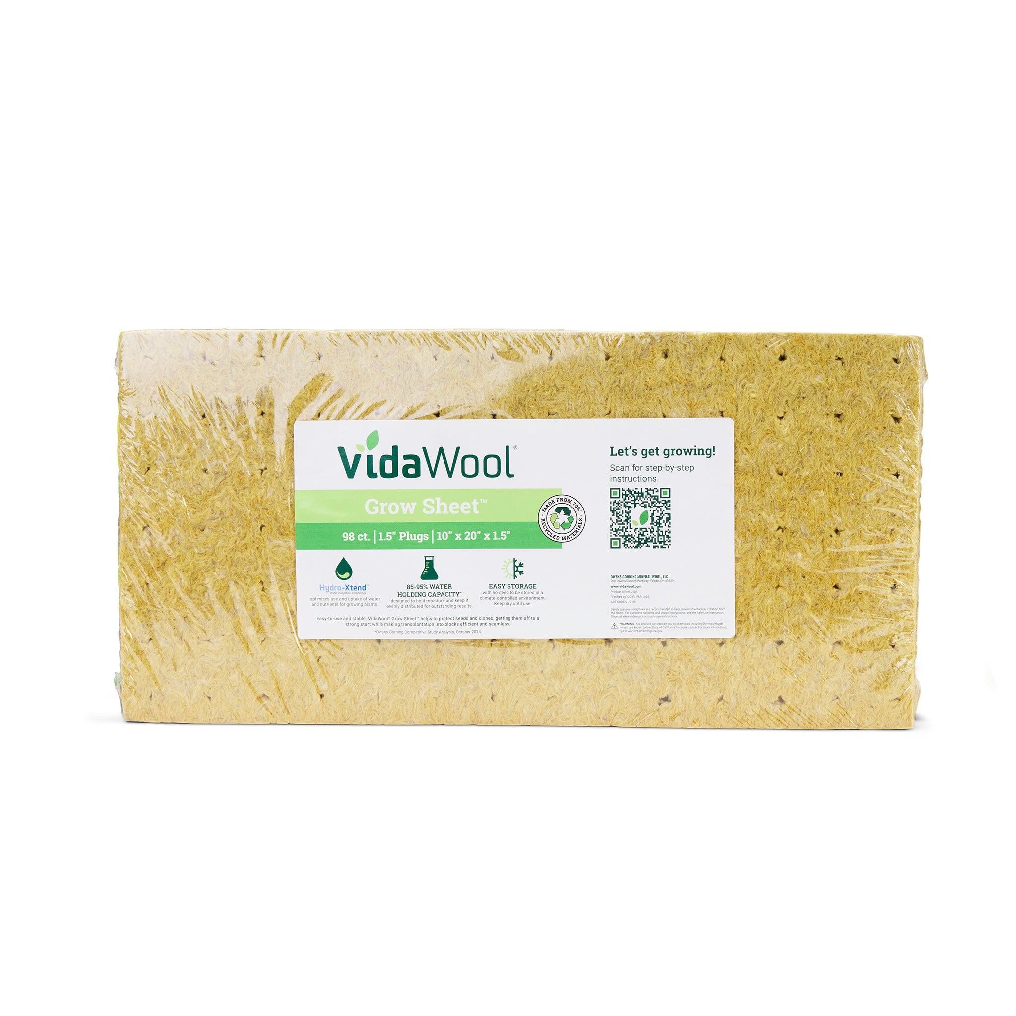 VidaWool Grow Sheet, 1.5" Plug, 98/Sheet, Wrapped, Case of 28 Sheets