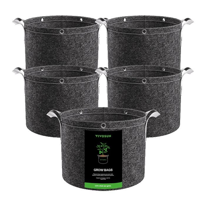 Vivosun Thick Nonwoven Fabric Pot with Handles & Multi-Purpose Rings, 25 Gallon, Pack of 5