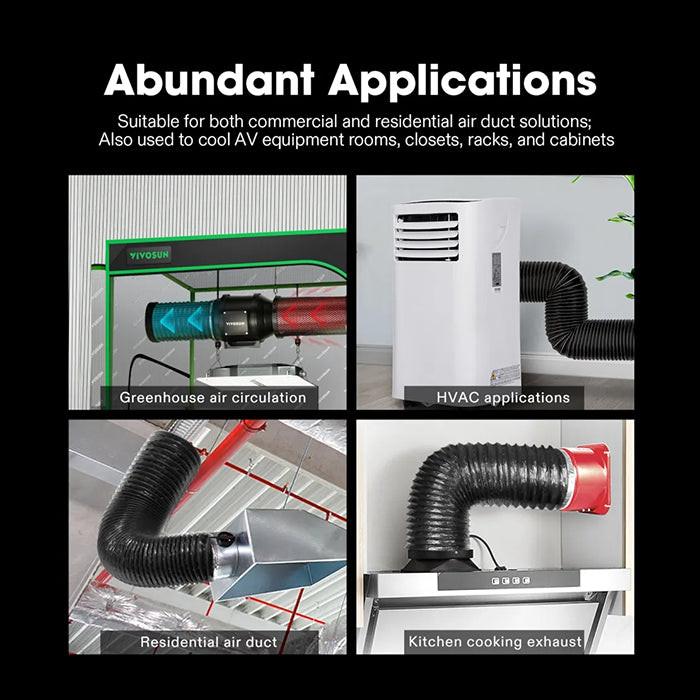 Vivosun Black Non-Insulated Flex Air Aluminum Ducting, 6" x 25'