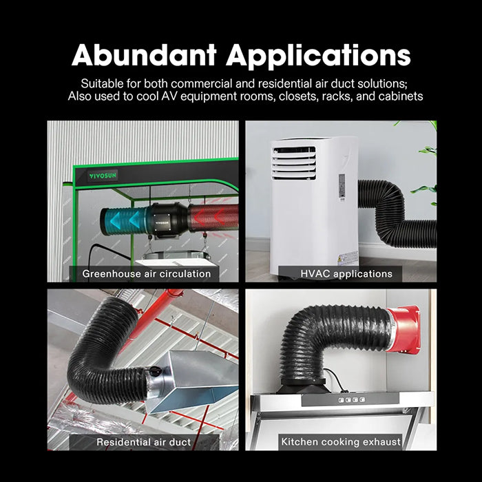 Vivosun Black Non-Insulated Flex Air Aluminum Ducting, 8" x 25'