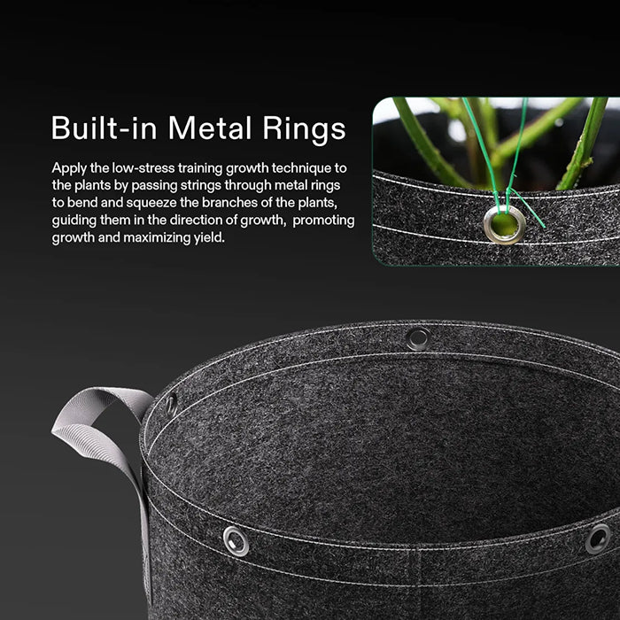 Vivosun Thick Nonwoven Fabric Pot with Handles & Multi-Purpose Rings, Pack of 5