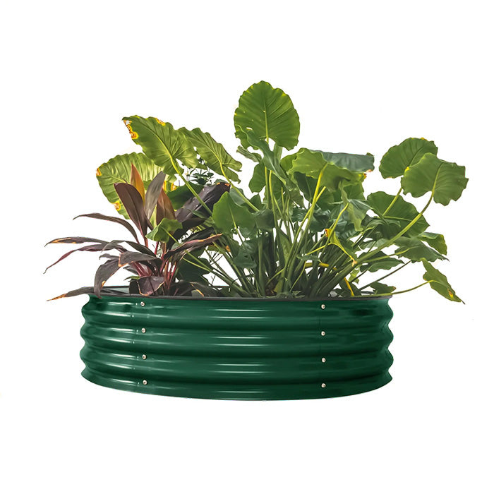 Vego Garden 11 Inch Tall 42 Wide Round Metal Raised Garden Bed- British Green